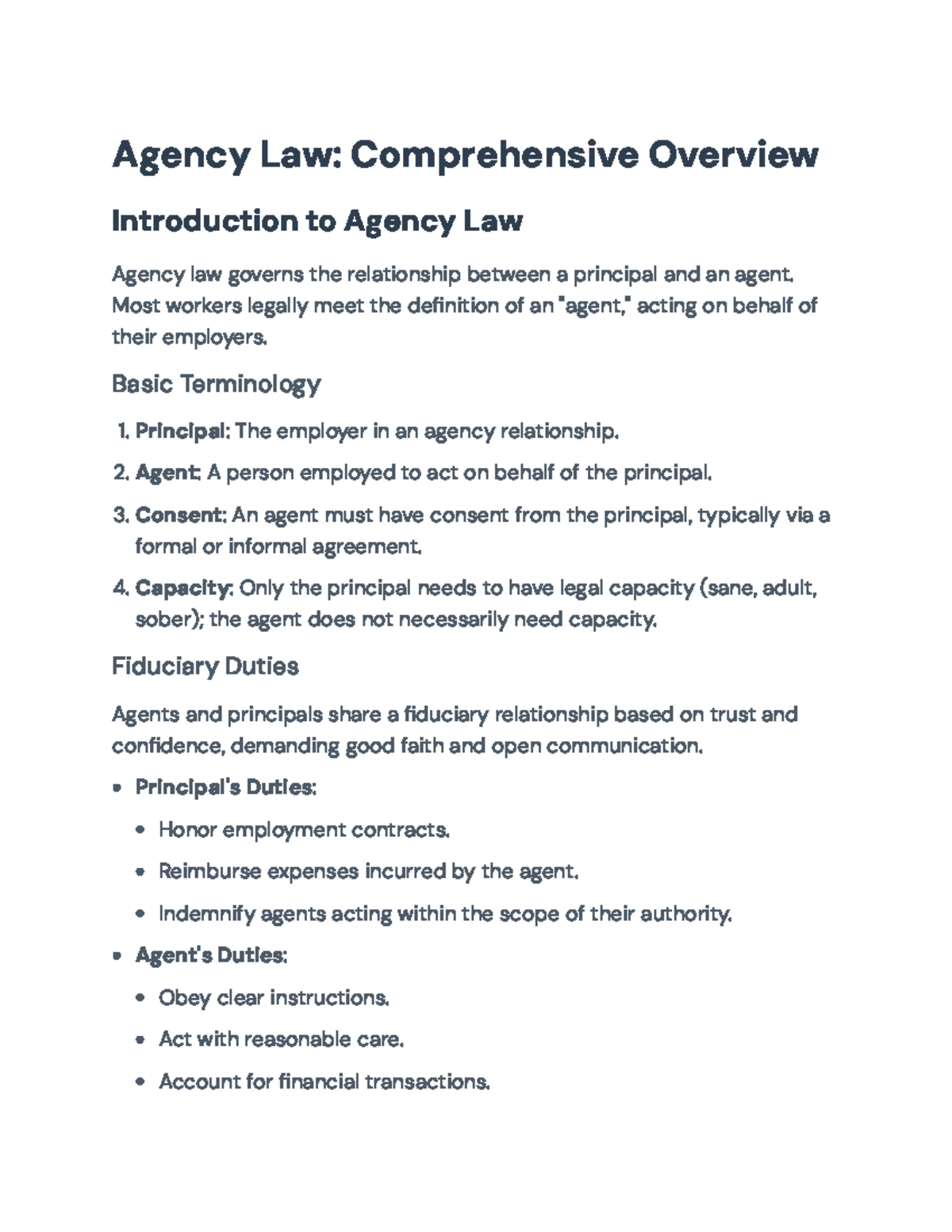 Agency Law 101: Overview of Principal-Agent Relationships & Authorities ...