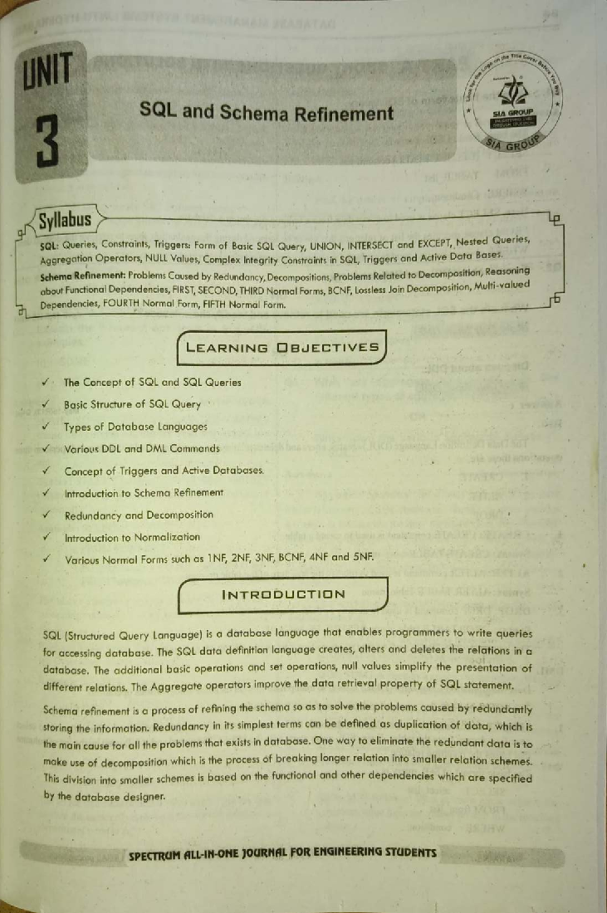 SQL and Schema Refinement: SIA Group 3 - Comprehensive Study Notes ...