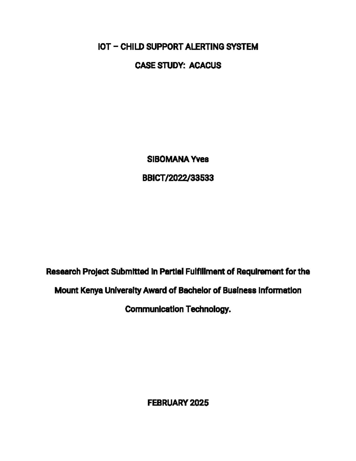 IoT Based Child Support Alerting System Case Study: ACACUS Rwanda - Studocu