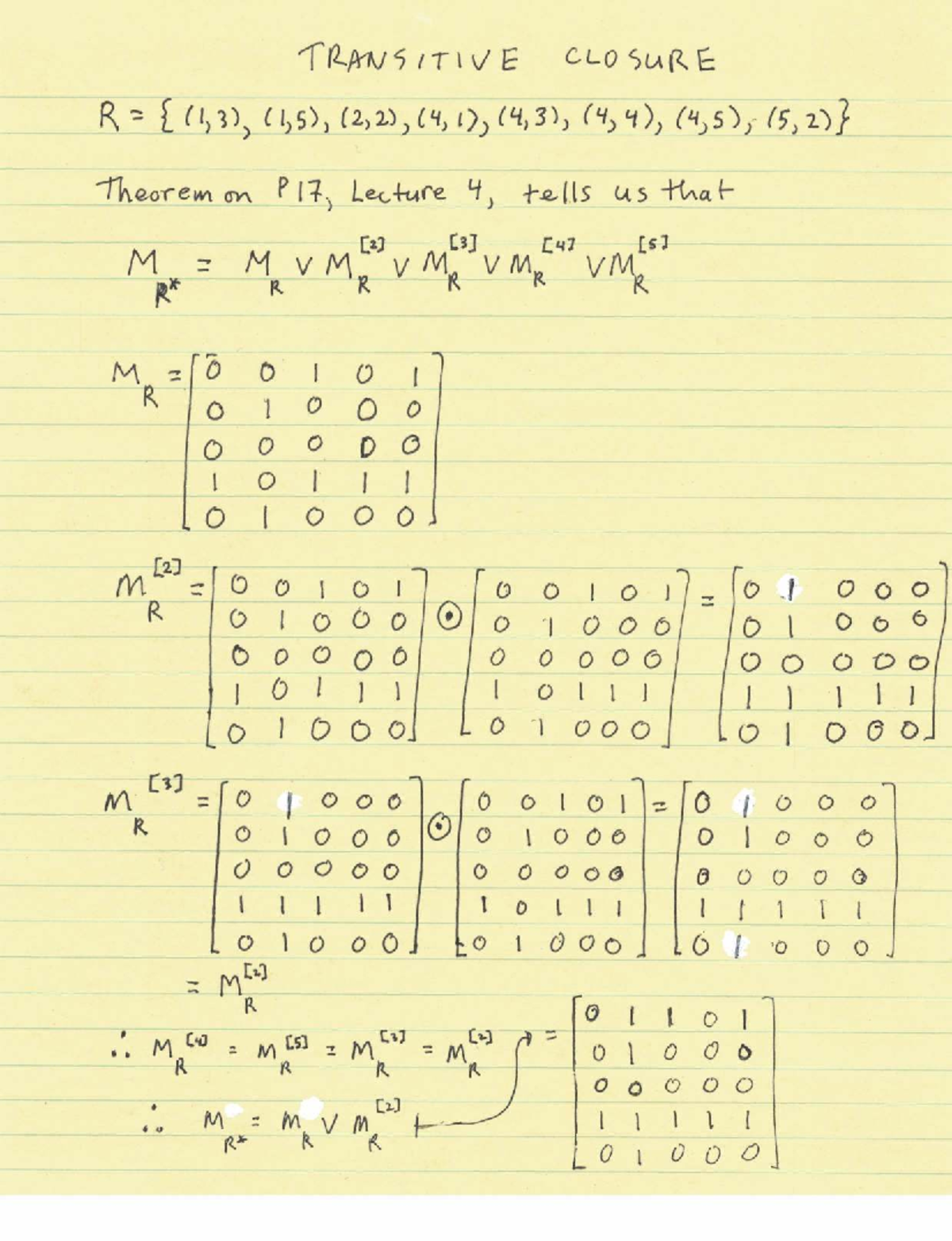 Math2056 Quiz 1 Notes on Transitive Closure and Theorems - Studocu