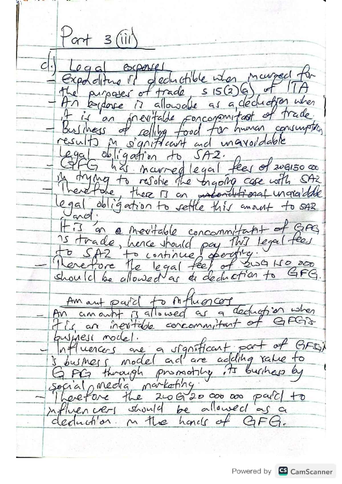 Mock 3 Part 3 AOC25022 - Legal Expenses and Deductions Analysis - Studocu