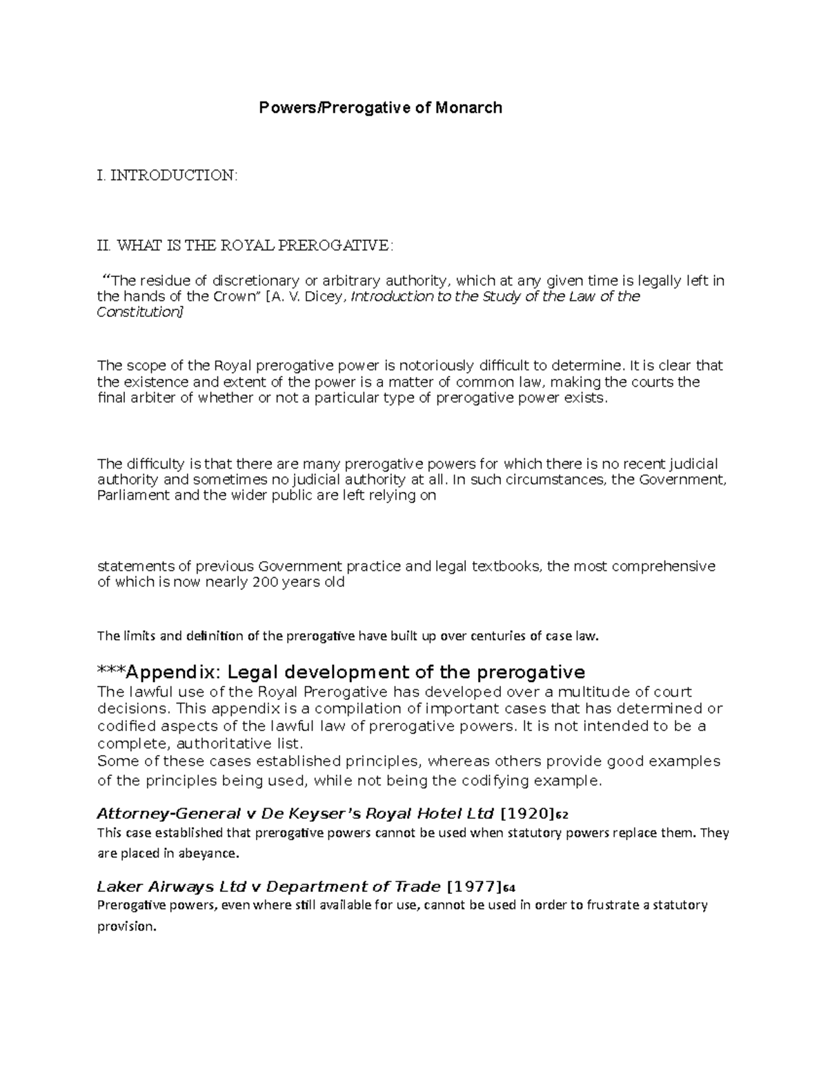 UK Constitutional Law: Powers of the Monarch and Royal Prerogative ...