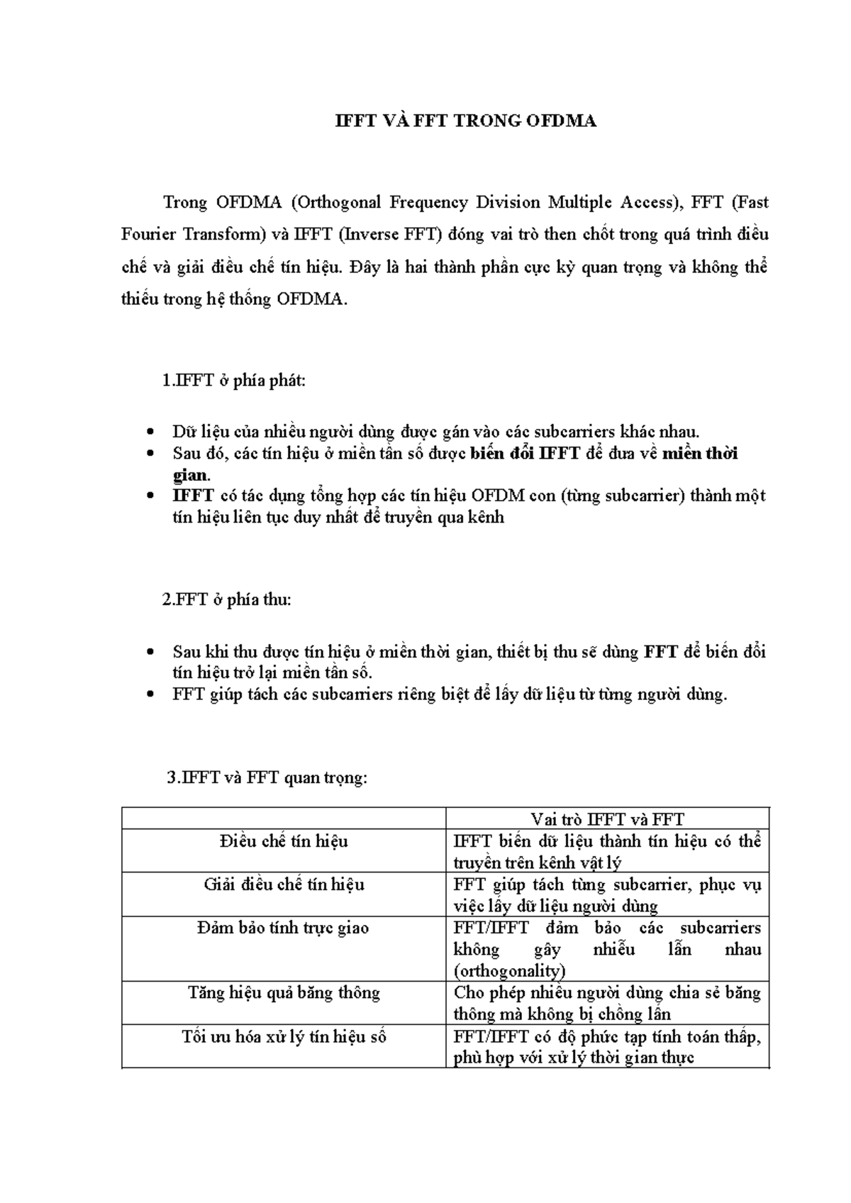 860061571 IFFT và FFT trong OFDMA: Vai trò và Ứng dụng - Studocu