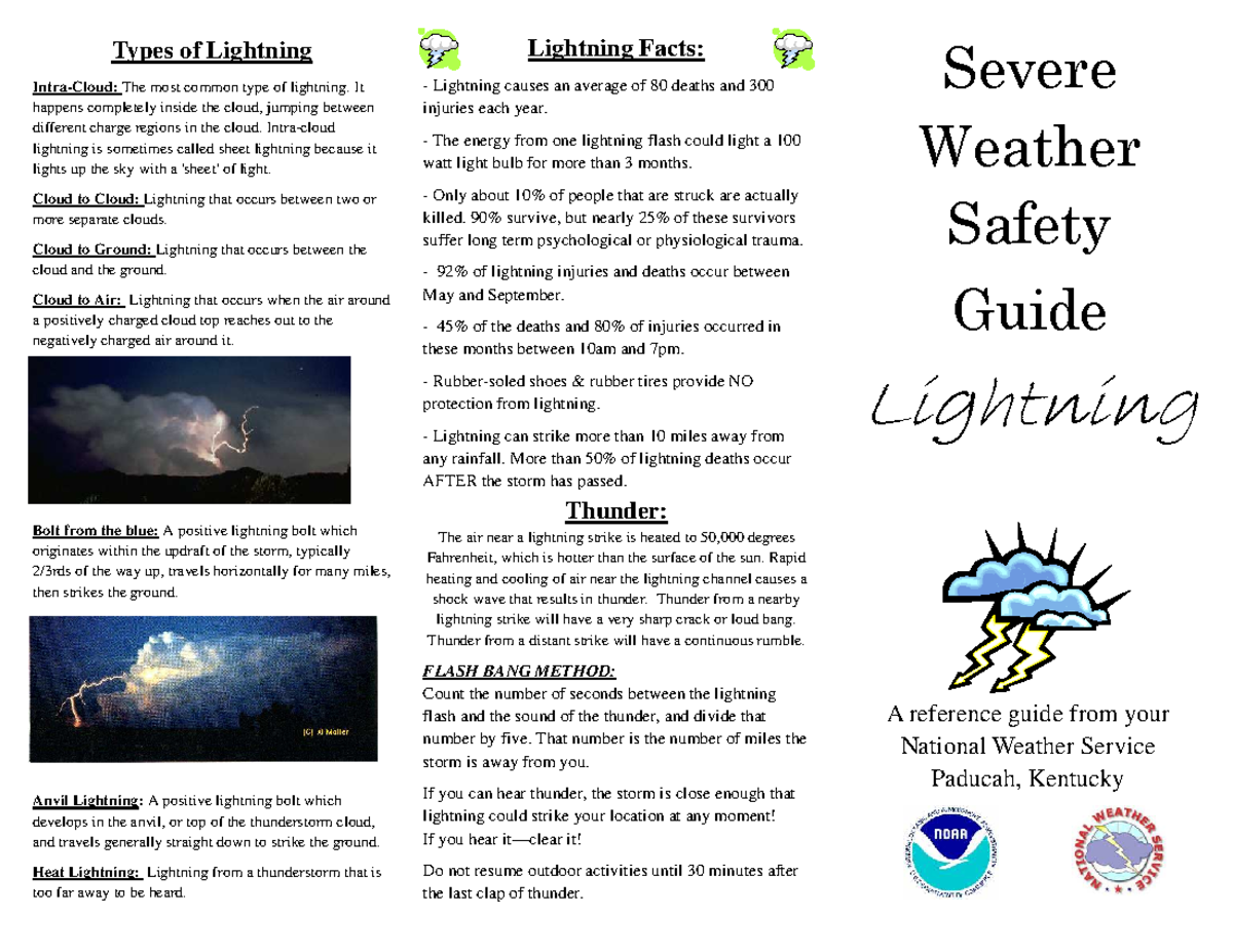 Lightning Safety Guide: Types and Facts on Lightning Events - Studocu