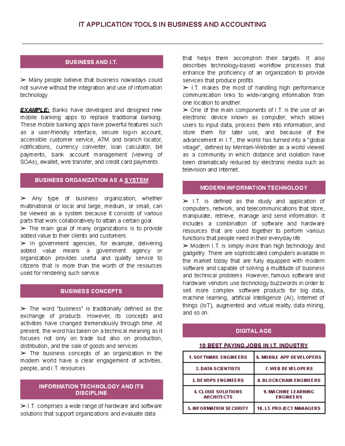 IT Application Tools in Business and Accounting: A Comprehensive ...