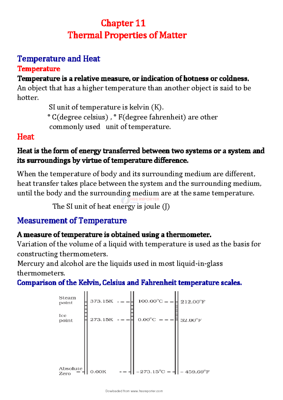 HSSRptr-Plus One Chapter-11 - Chapter 11 Thermal Properties of Matter ...