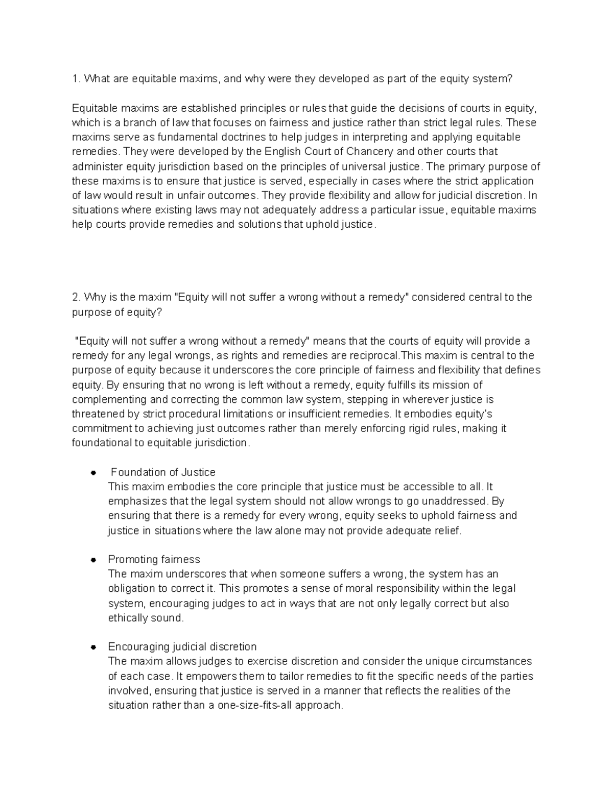Equity TUTOR- Understanding Equitable Maxims and Their Impact - Studocu