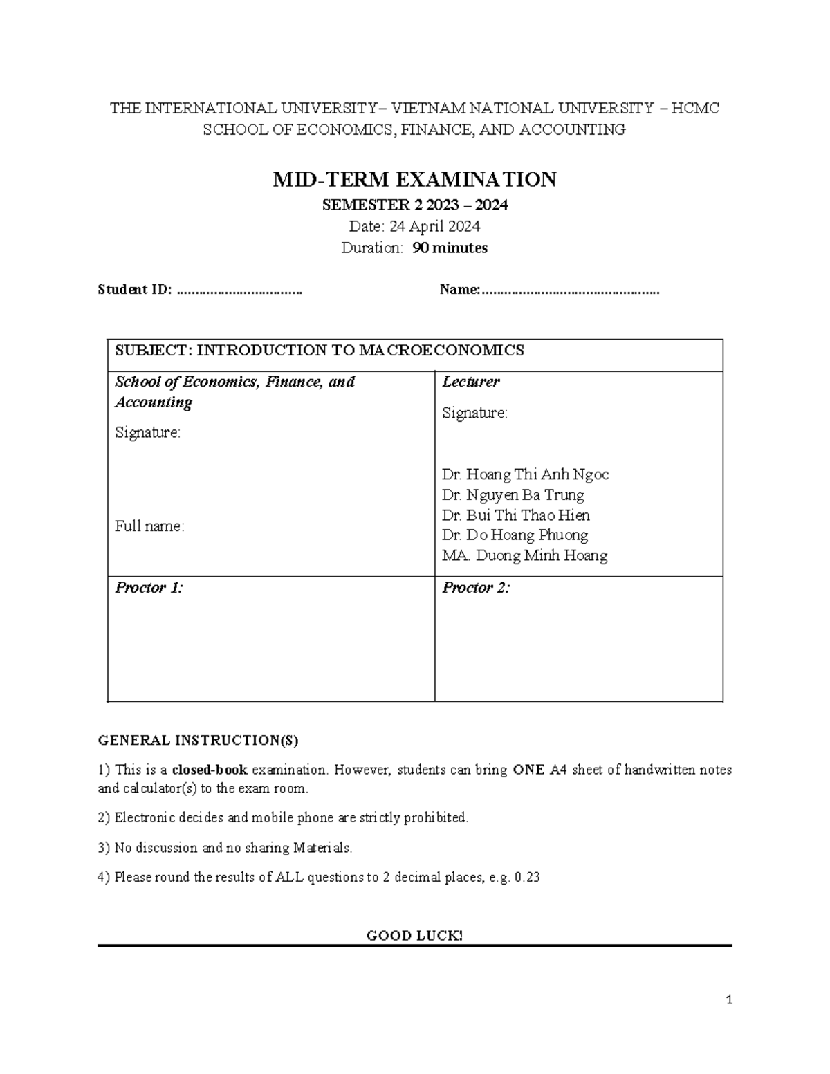 Macroeconomics - Midterm Exam S2 2023-2024 Analysis & Questions - Studocu