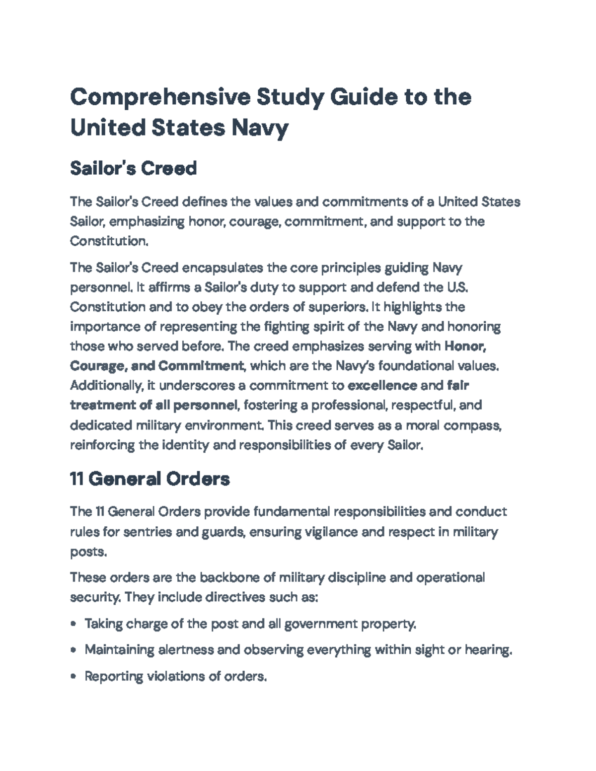Comprehensive Study Guide to U.S. Navy: History, Values &amp; Protocols ...