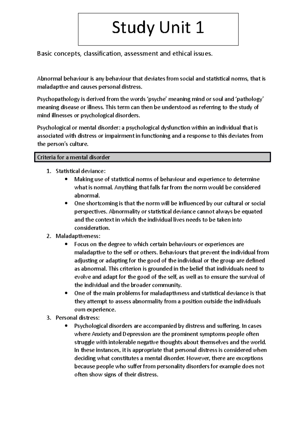 Study Units 1-6 Summary Study Notes - Study Unit 1 BASIC CONCEPTS ...