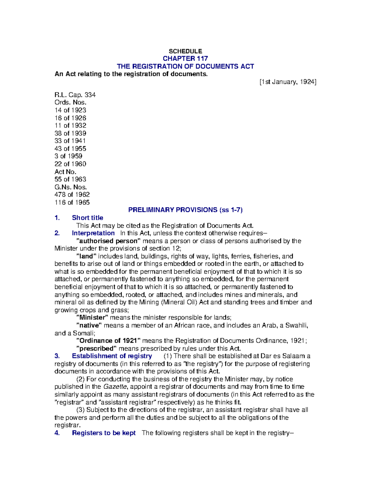 Registration of Documents Act, 1920 (Cap. 117) - Comprehensive Analysis ...