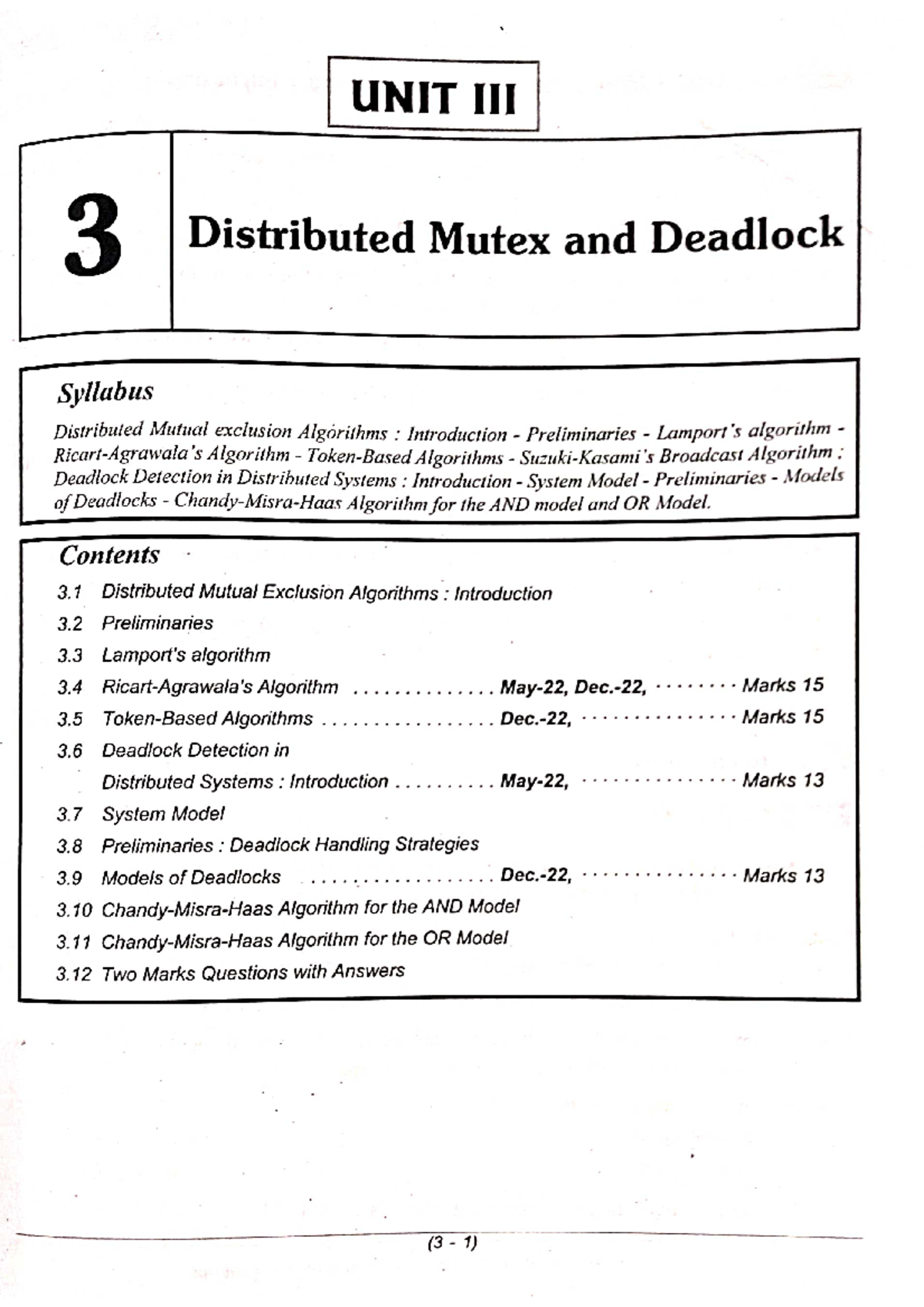 DC(UNIT-3) - notes - UNIT 3 Distributed Mutex and Deadlock Syllabus ...