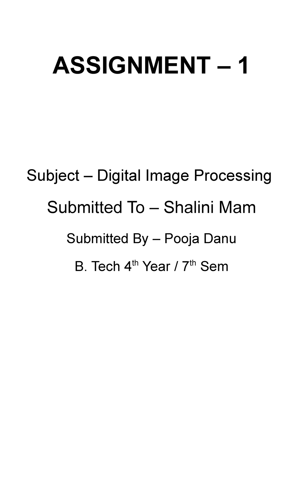Digital Image Processing Assignment – B.Tech 4th Year (DIP) - Studocu