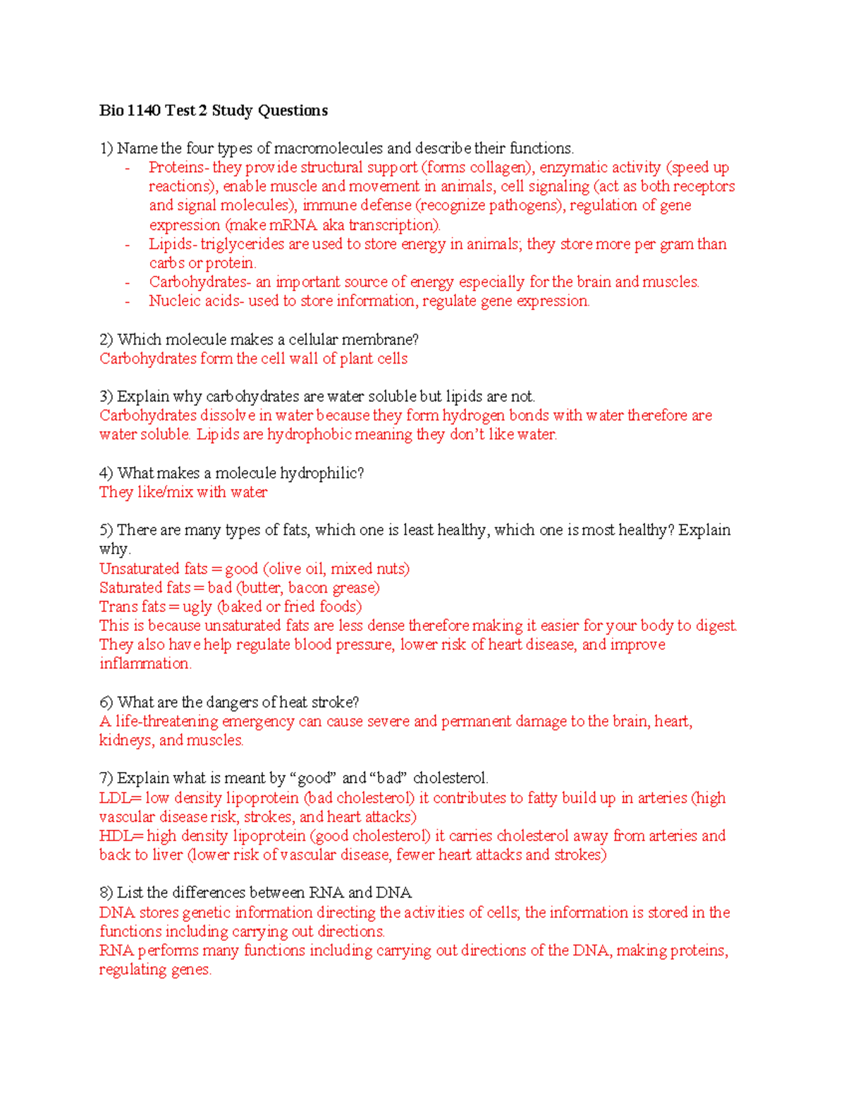 Bio 1140 Test 2 Study Guide: Key Concepts & Questions - Studocu