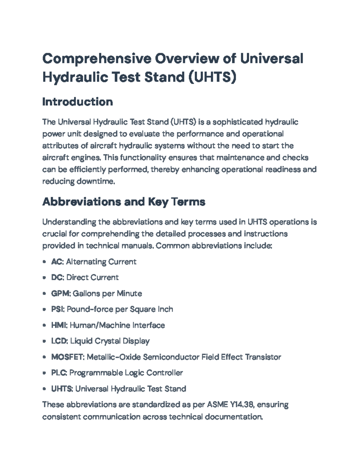Comprehensive Overview of Universal Hydraulic Test Stand (UHTS ...
