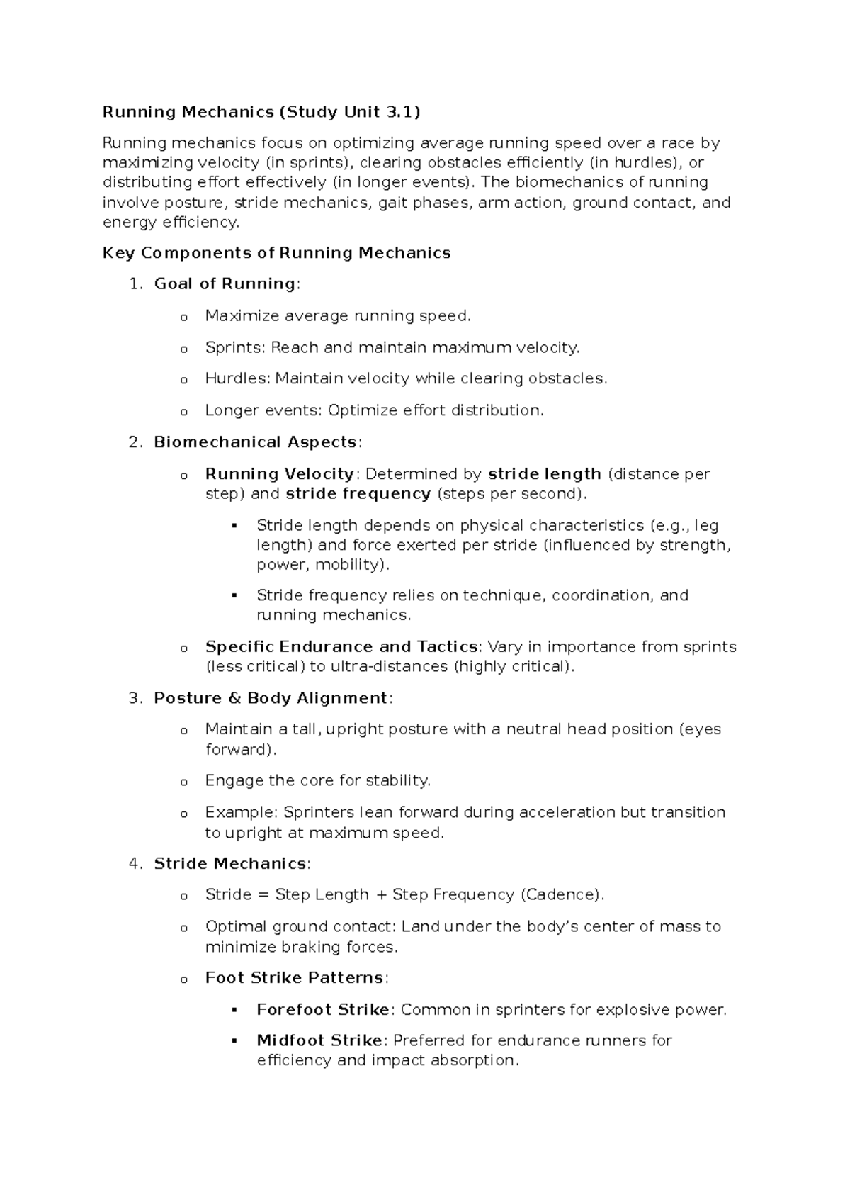 Running Mechanics (Study Unit 3.1) - Practical Insights and Techniques ...