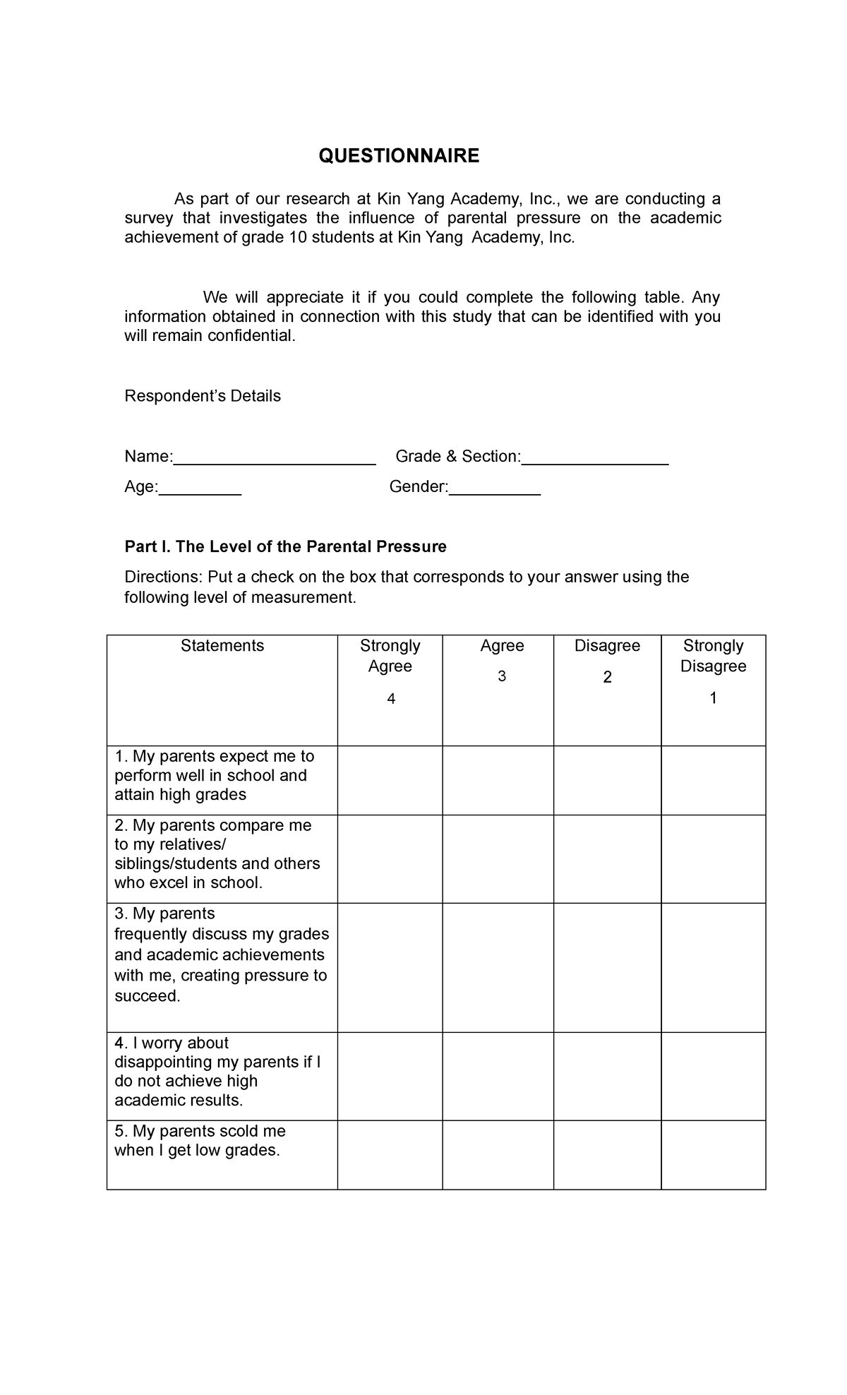 Archi(G3)-Questionnaire - QUESTIONNAIRE As part of our research at Kin ...