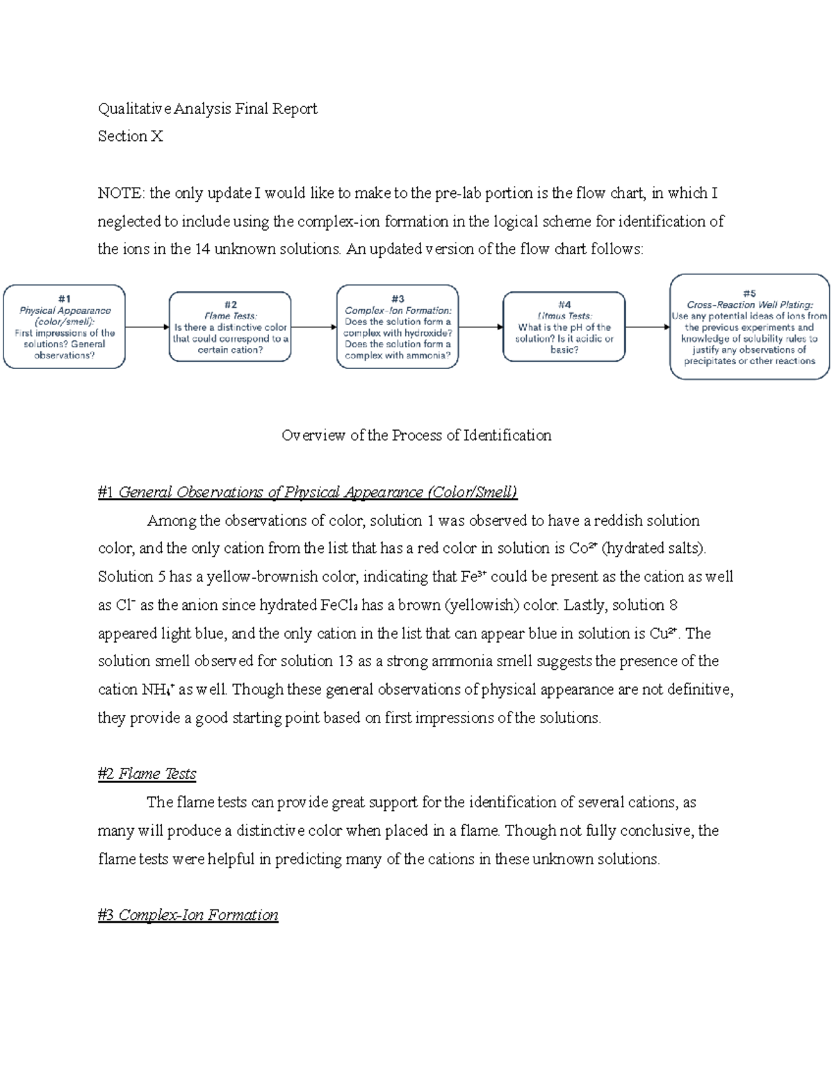Qualitative Analysis (CHEM101): 14 Solutions Lab Final Report - Studocu