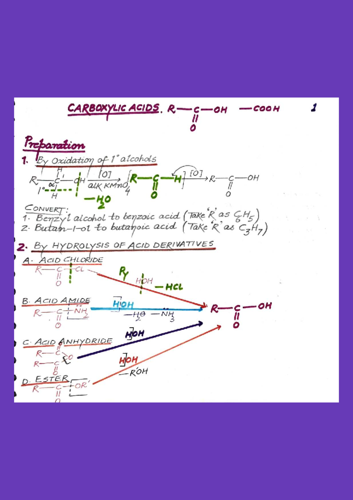 12 Carboxylic Acids - Comprehensive Notes on Preparation & Reactions ...