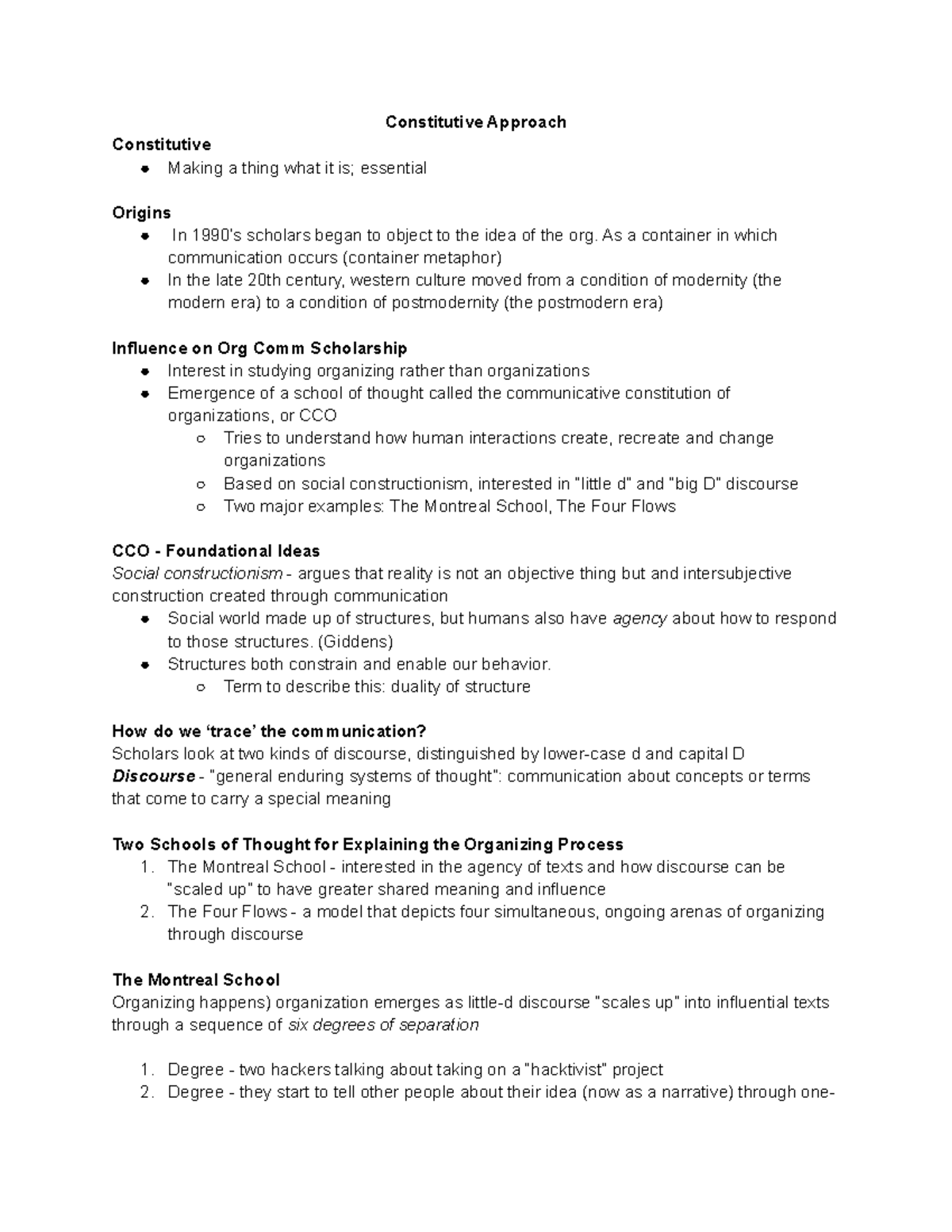 CCO in Org Comm: Key Concepts & Insights - Chapter 5 Notes - Studocu