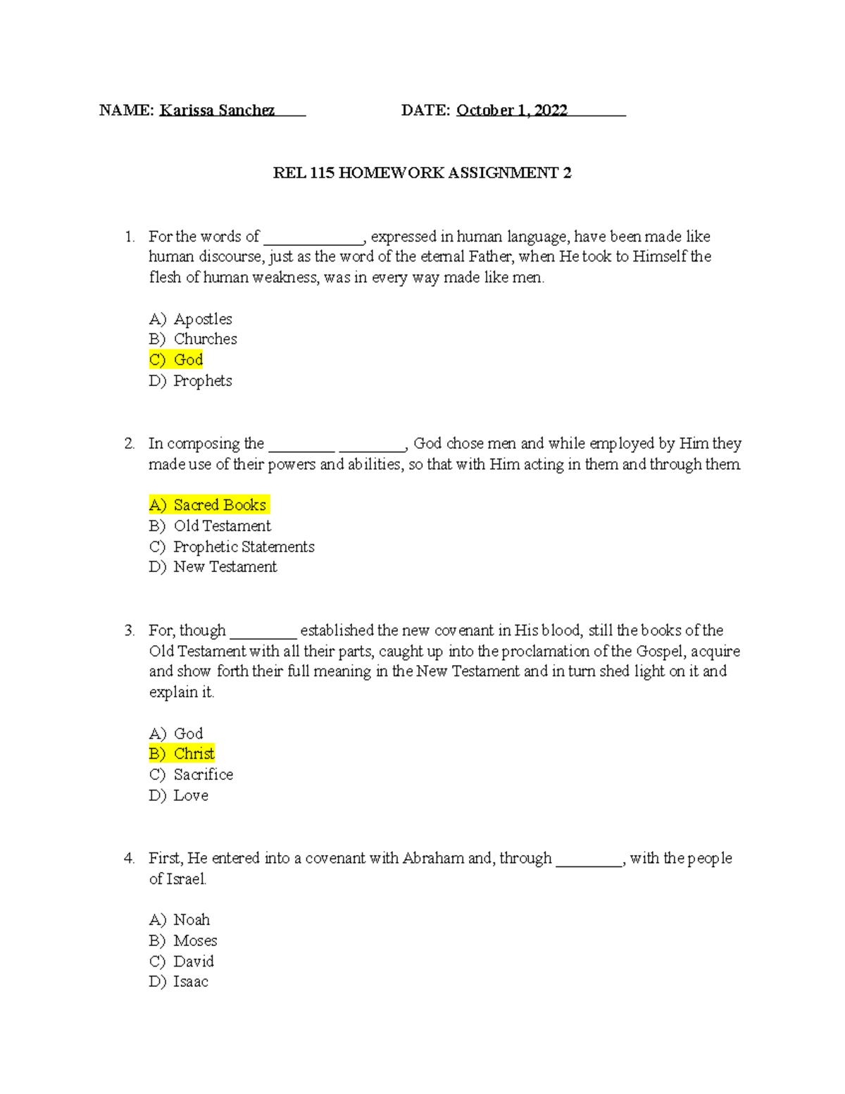 REL115 Homework Assignment 2: Understanding Sacred Scripture - Studocu