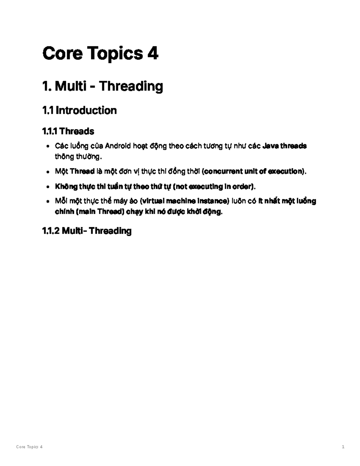 Core Topics 4 - Multi-Threading in Android Lecture Notes - Studocu