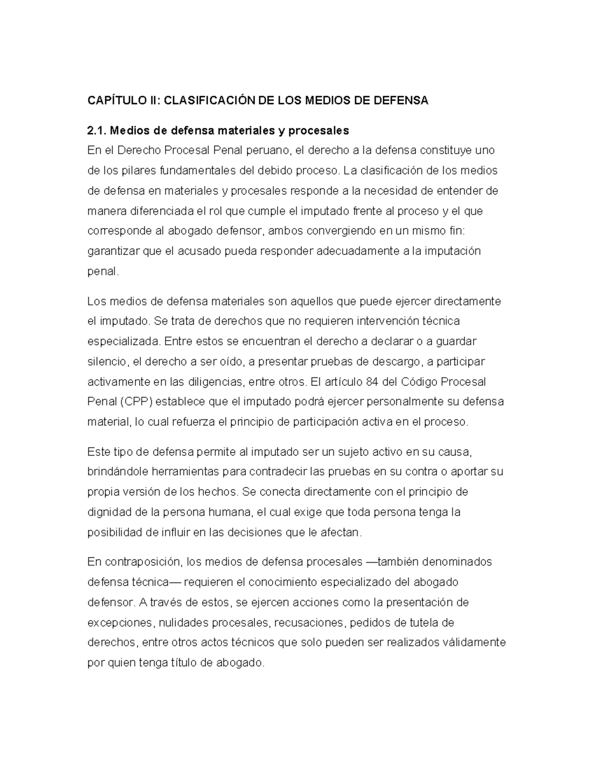 CAPÍTULO II: CLASIFICACIÓN DE LOS MEDIOS DE DEFENSA EN DERECHO PROCESAL ...