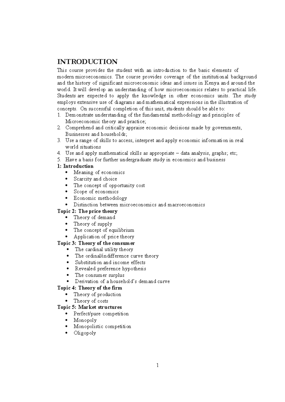 Microeconomic Theory 1: Key Concepts and Applications in Analysis - Studocu