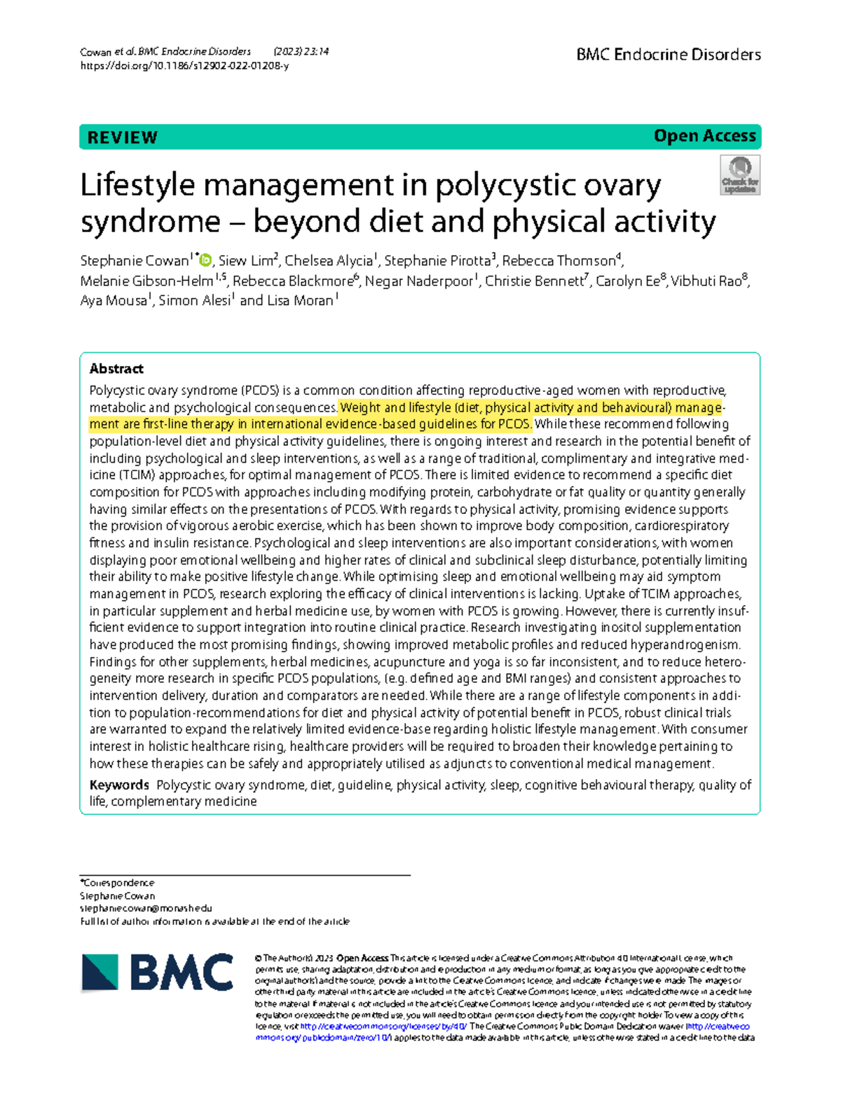 Lifestyle Management Strategies for PCOS: Beyond Diet and Exercise ...