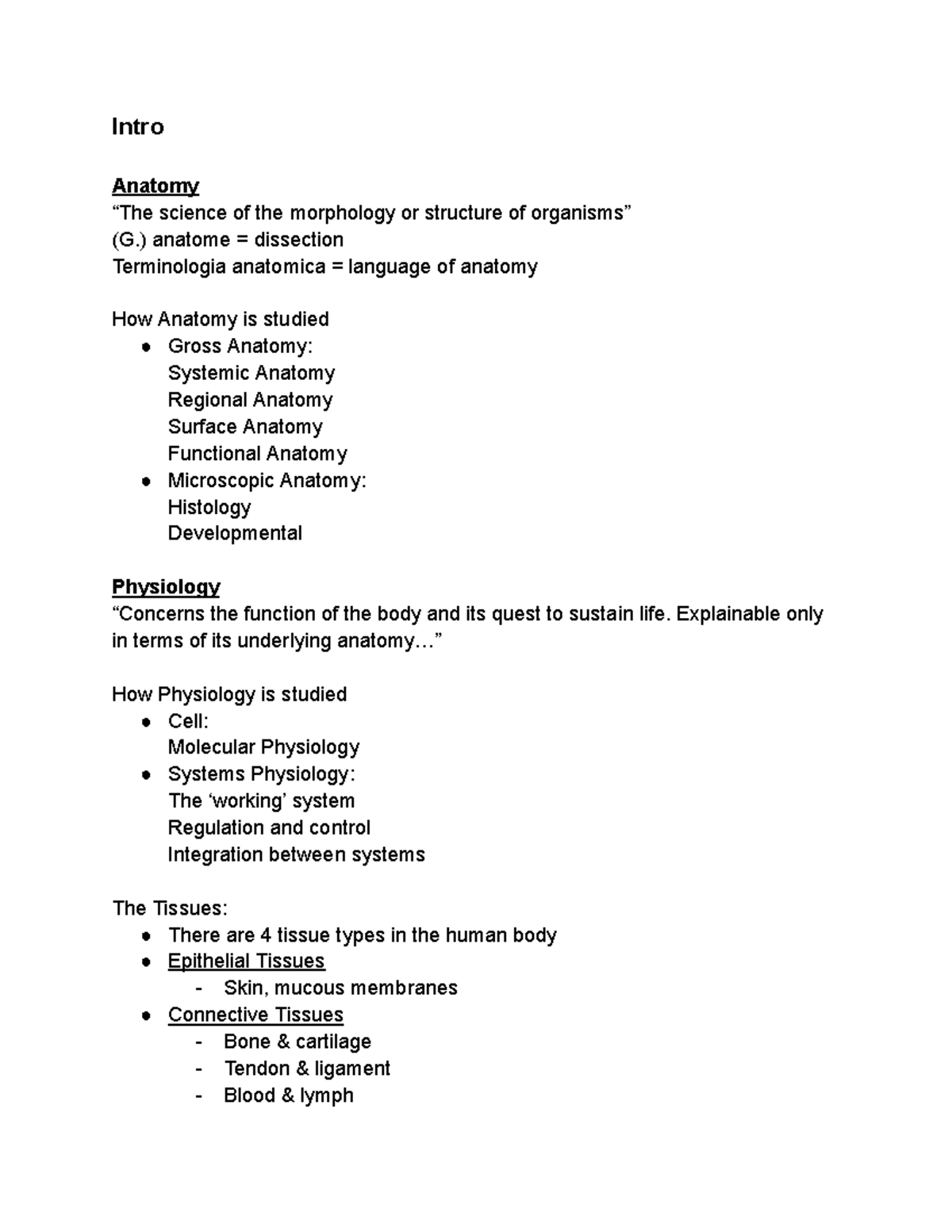 Anatomy & Physiology Notes: Science, Medicine & Health Overview - Studocu