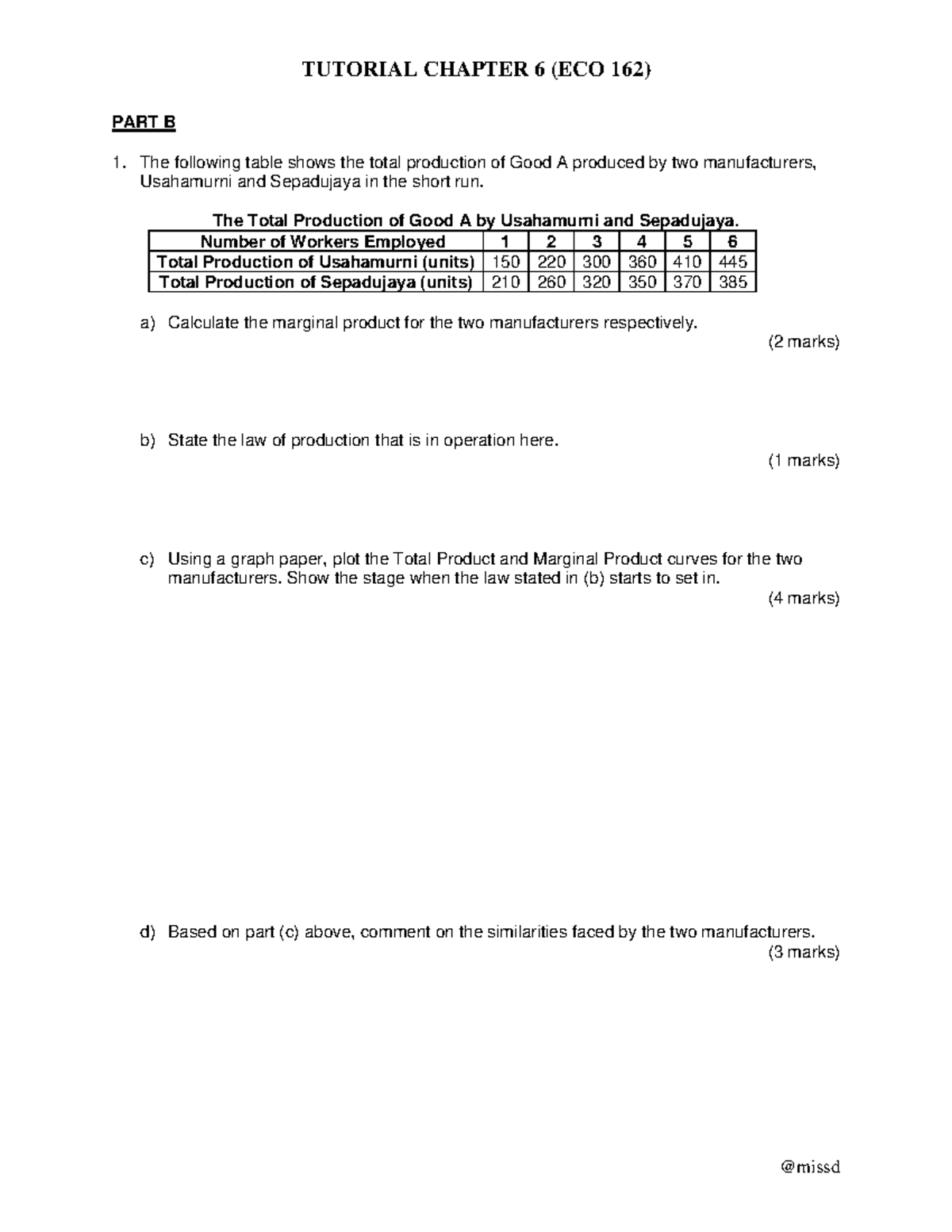 Tutorial 162: Chapter 6 Production Analysis and Calculations - Studocu