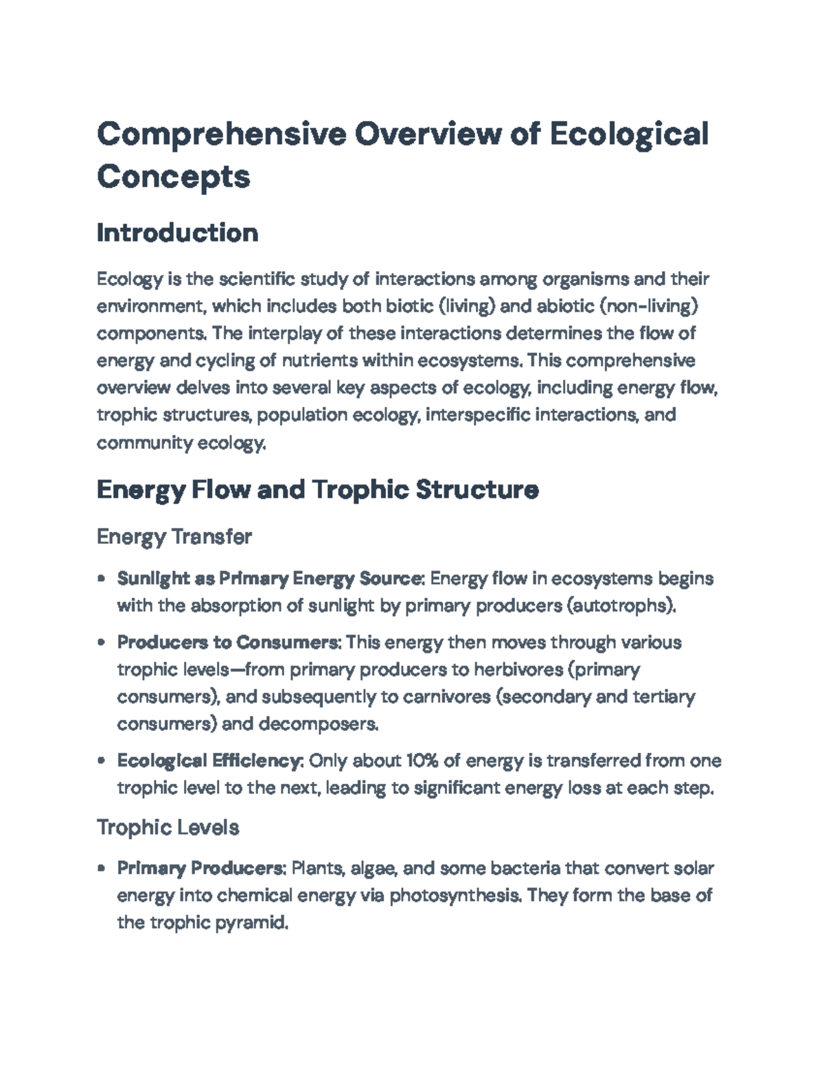Ecological Concepts Overview for Biology 101: Key Insights and Theories ...