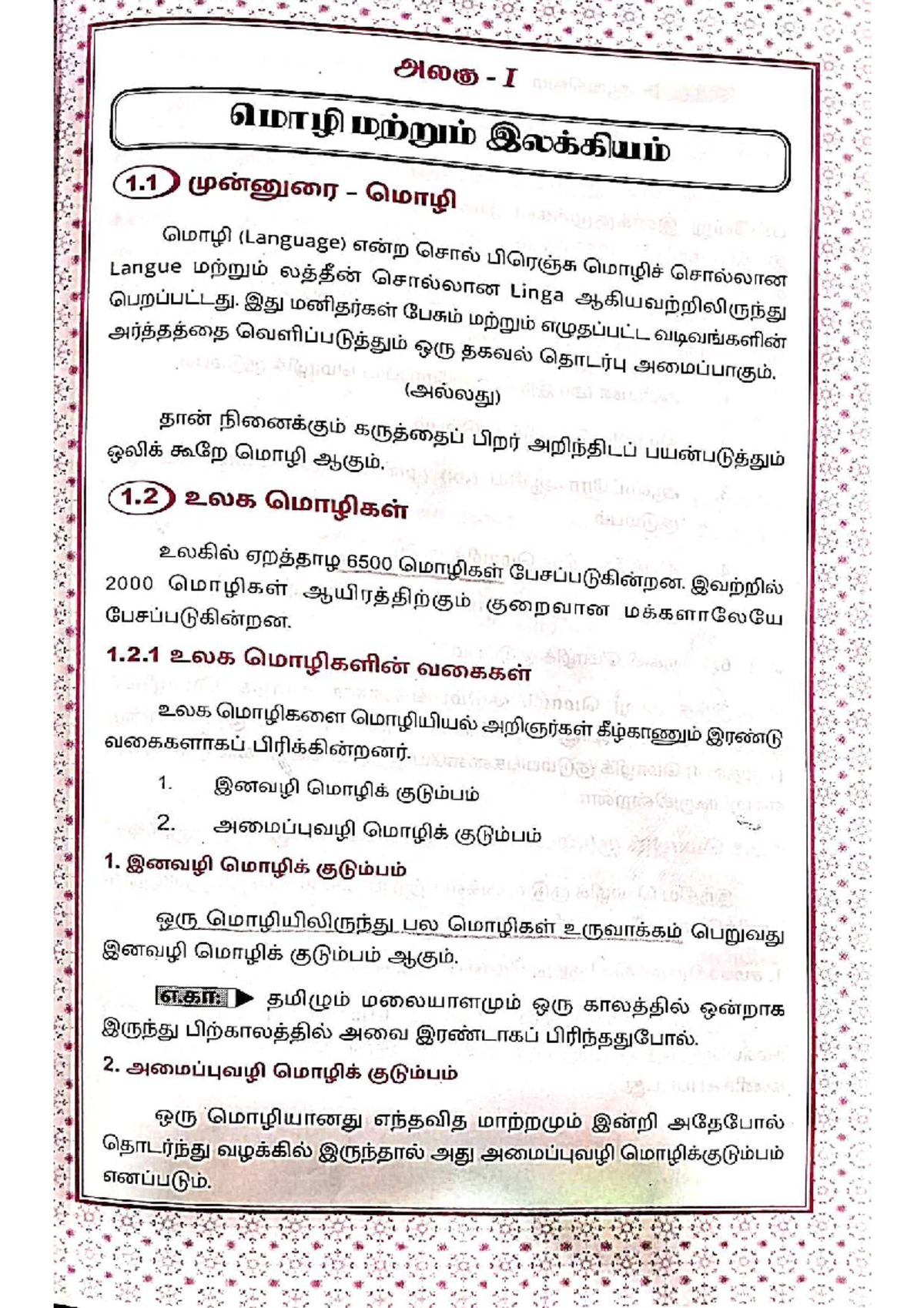 Tamil Marabu UNIT - 1 (Language) 616013 Lecture Notes - Studocu