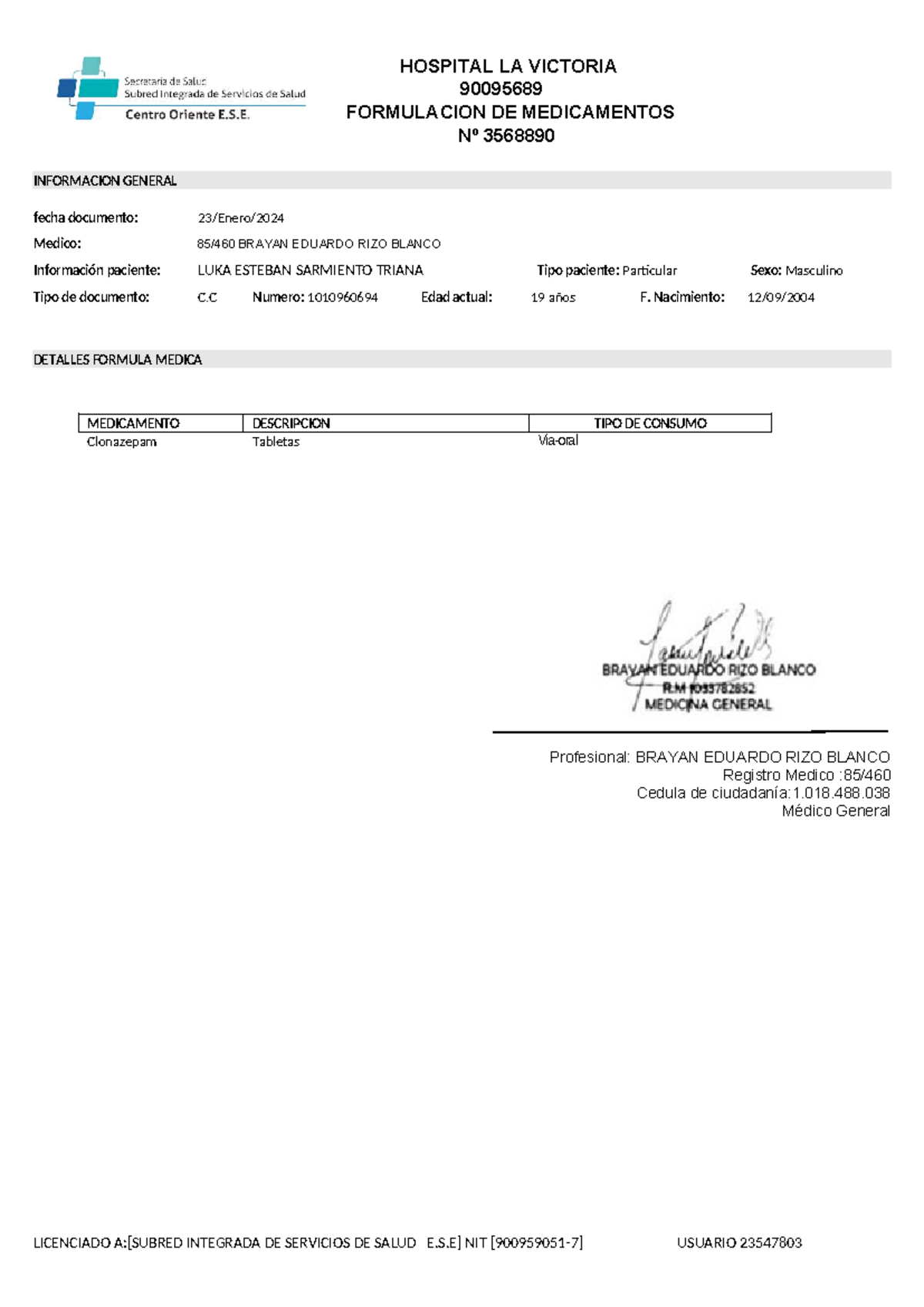 712825557 Formato Formula Medica - Document Preview