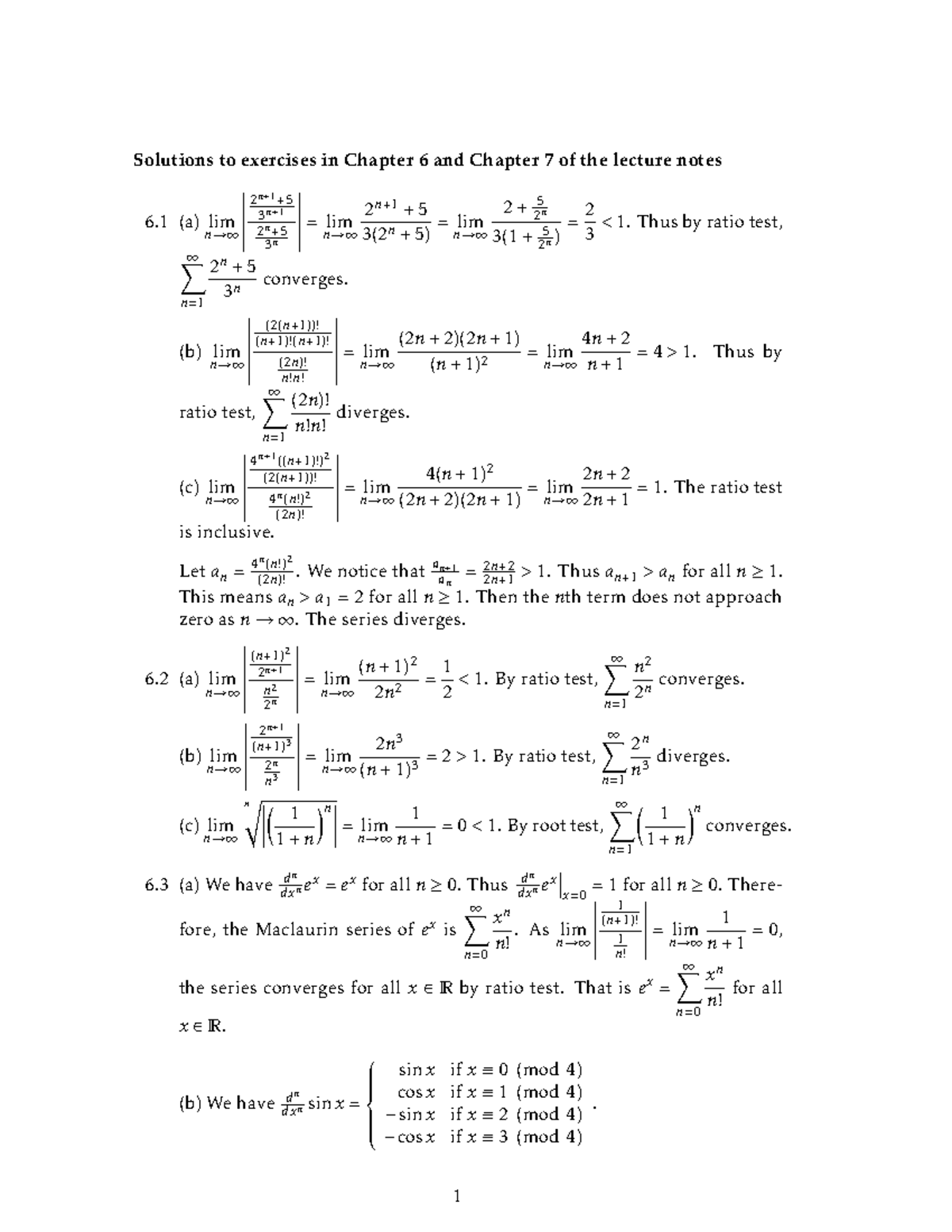 Solutions to Exercises in Chapters 6 & 7 - Lecture Notes 6.1 - Studocu