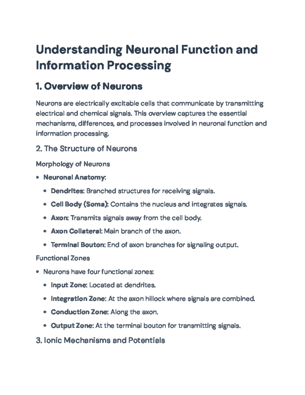 Neurons: Structure, Function, and Information Processing Overview ...