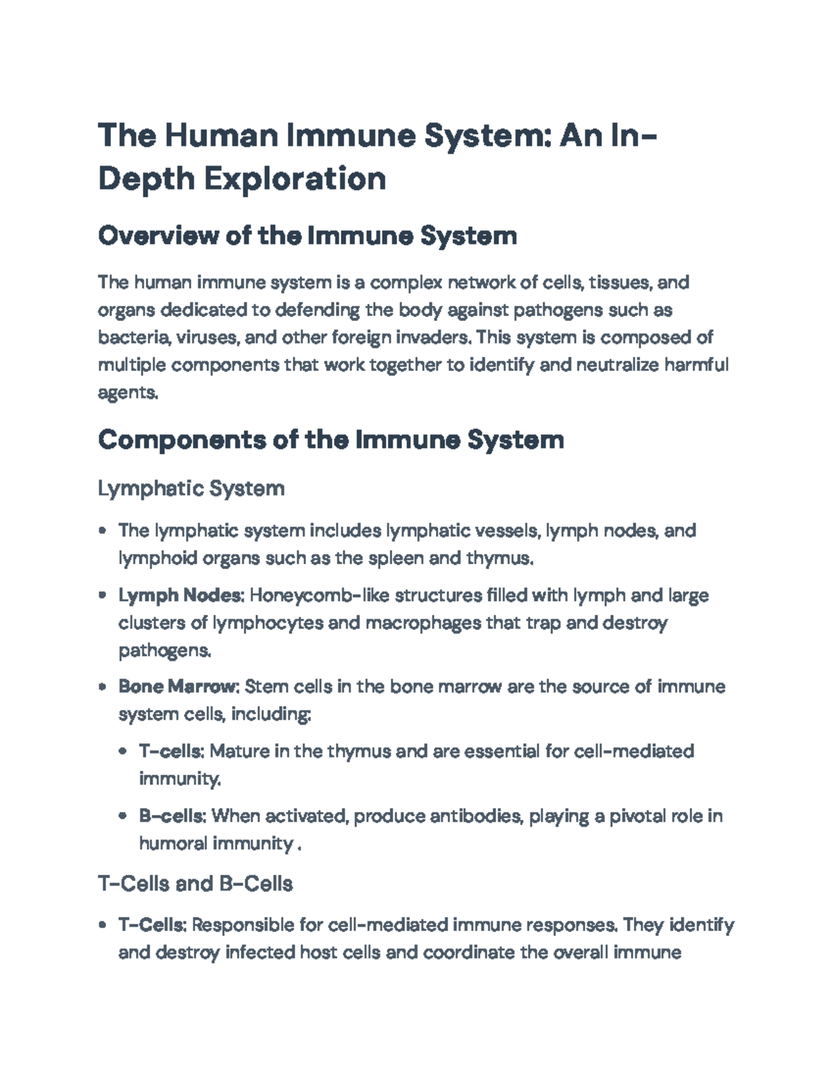The Human Immune System: In-Depth Overview and Mechanisms (Course Code ...