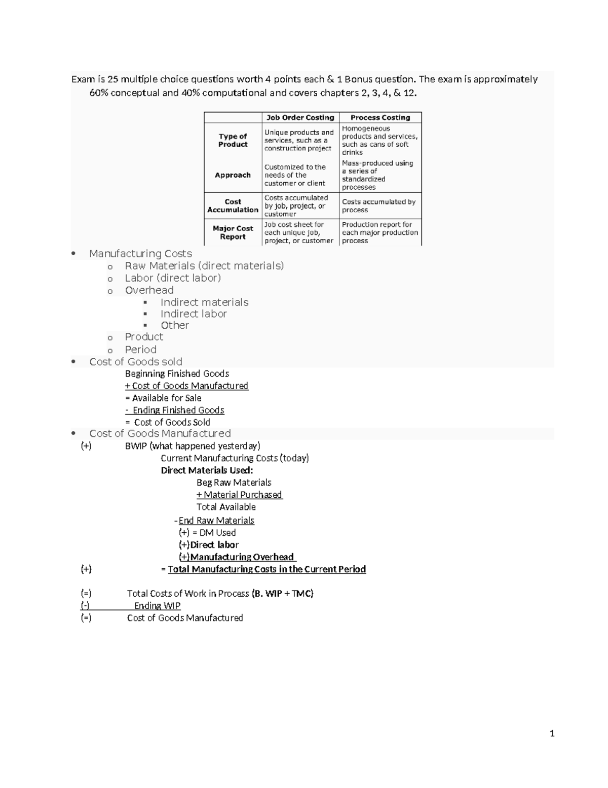 Exam 2 Review Guide for Chapters 2, 3, 4, & 12 Concepts and Costs - Studocu