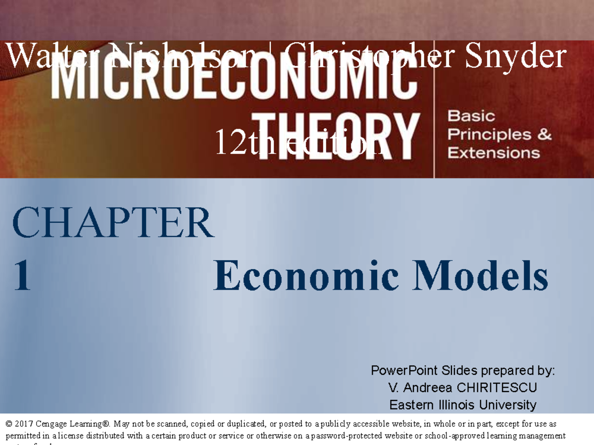 Economic Models Overview - CHAPTER 1 PowerPoint Slides (Nicholson ...