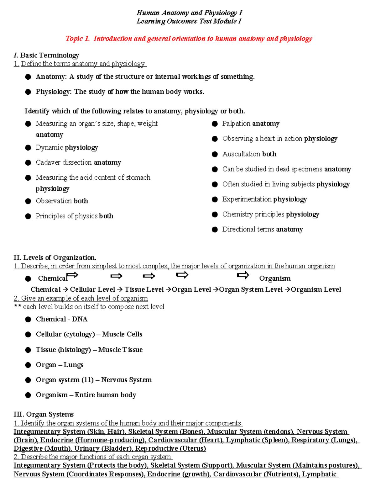 BIOL 2251 Exam 1 Study Guide (8) - Human Anatomy and Physiology I ...