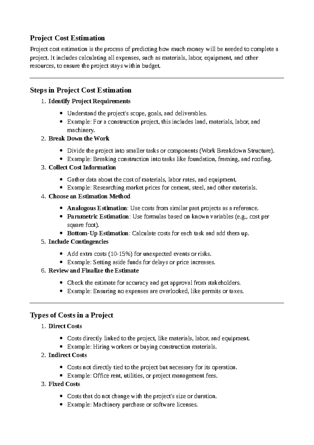 PME Unit 4 - 7: Project Cost Estimation and Financial Planning Guide ...