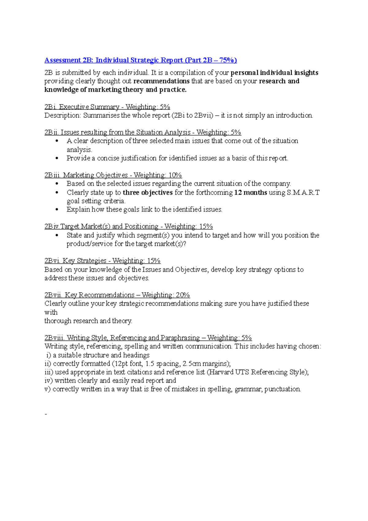 Assessment 2B - notes - Assessment 2B: Individual Strategic Report ...