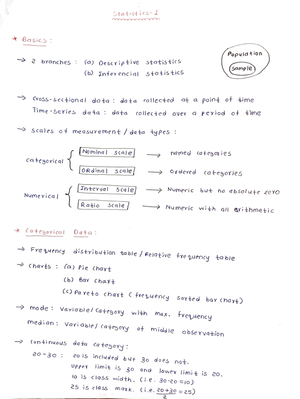 Lecture Notes for Statistics course Number 1 IITM Bsc degree learning ...