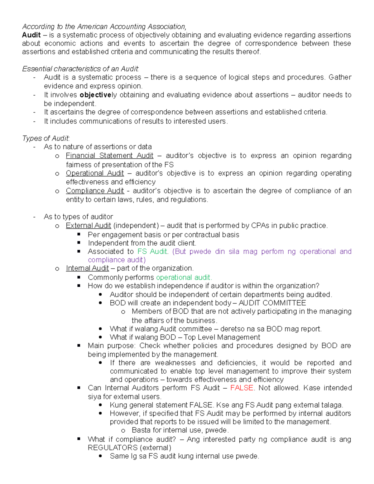 Introduction to Auditing 1 - Comprehensive Lecture Notes for AUDIT ...