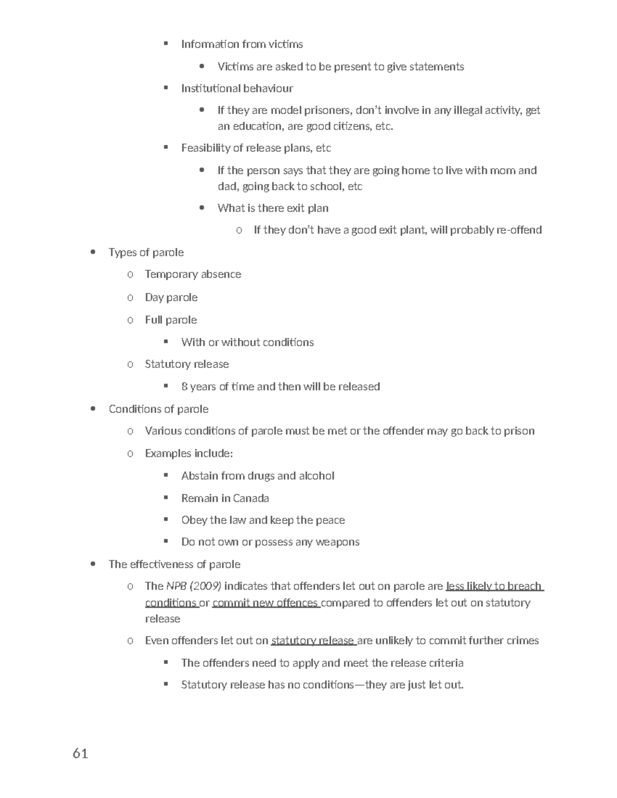 PSY 3173 Lecture 10 Notes: Risk Assessment & Parole Effectiveness - Studocu