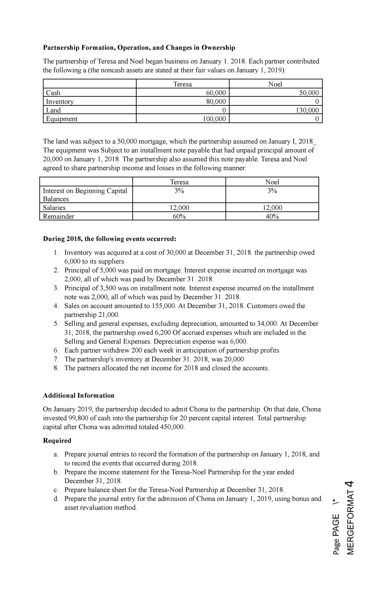 Partnership Formation and Operations: A Complete Cycle Study (ACCT 101 ...