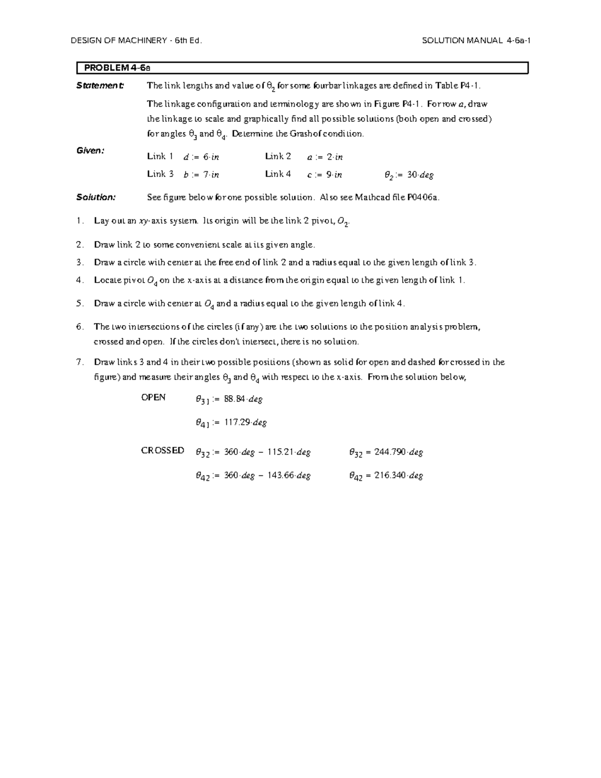 Chapter 4 - Solutions for Linkage Configurations and Grashof Conditions ...
