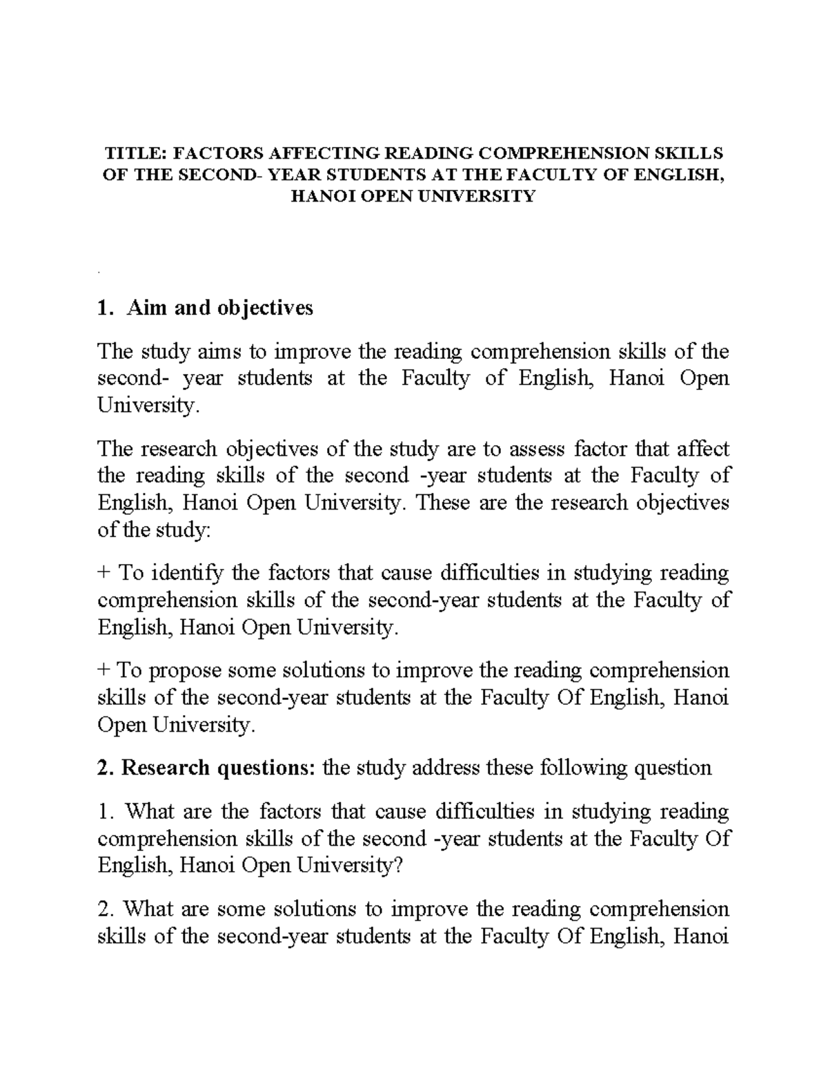 Factors Affecting Reading Comprehension Skills - Midterm FOE 2023 - Studocu