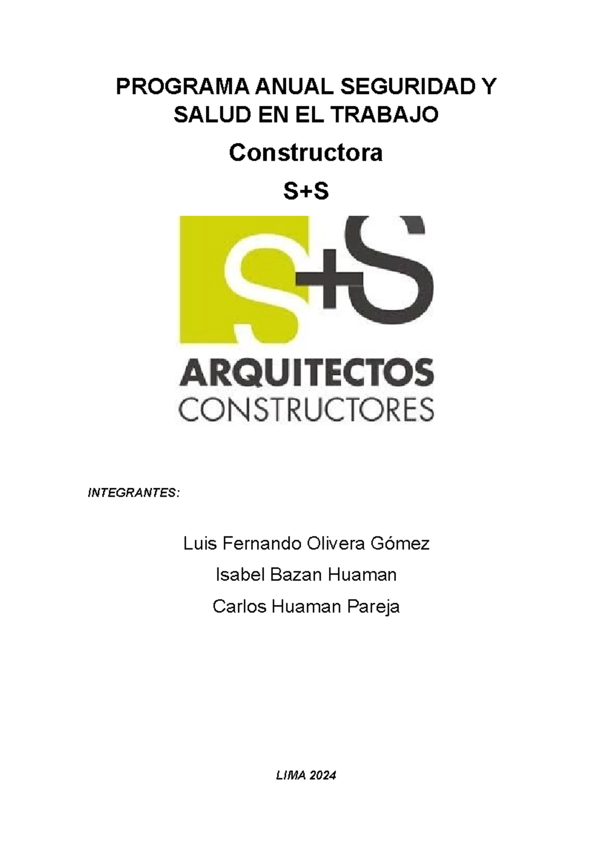 Programa Anual de Seguridad y Salud en el Trabajo 2024 - Constructora ...