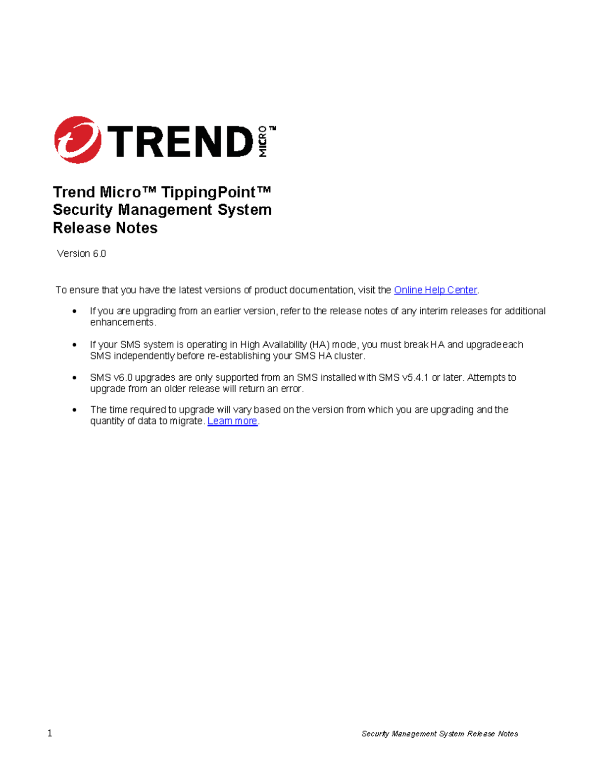 SMS 6.0 Security Management System Release Notes and Upgrade Guide ...